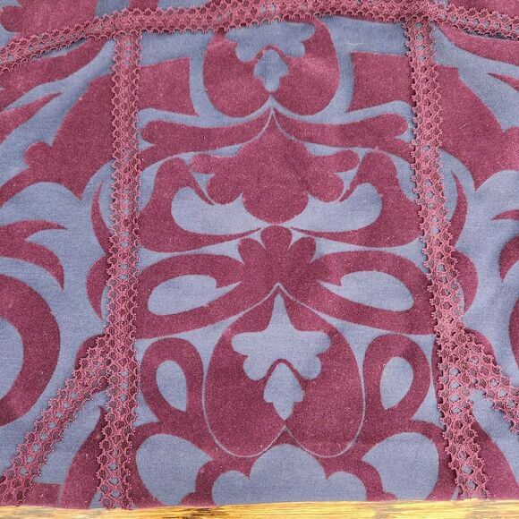 Free People Velvet Damask Stretch Mini Skirt Medium Womens Lace Purple Blue Y2K - Picture 5 of 9